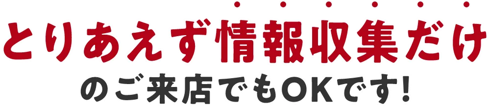 とりあえず情報収集だけのご来店でもOKです!